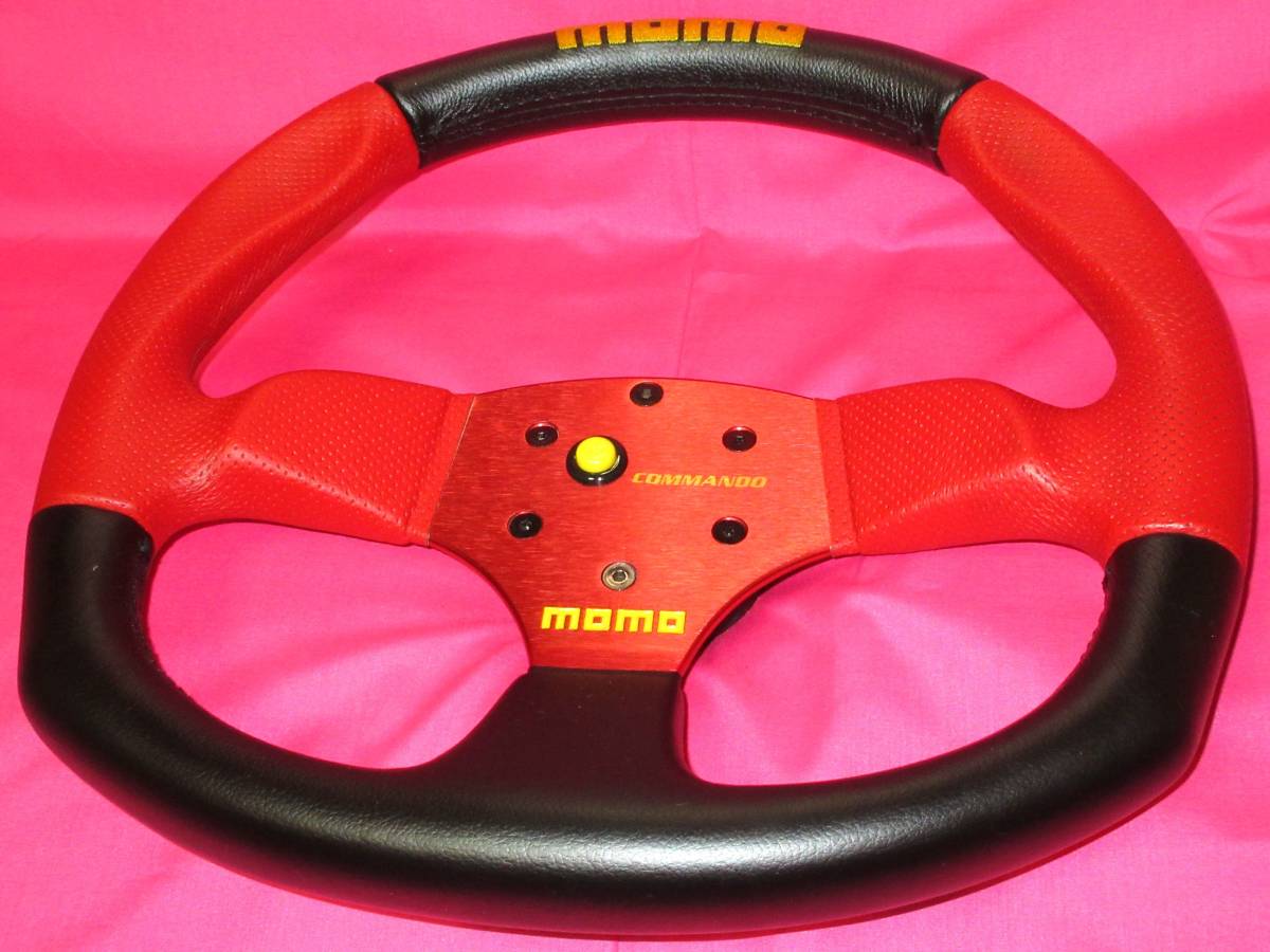 5543 regular goods MOMO COMMANDO Momo commando 34Φ black & red leather combination D Shape steering gear steering wheel horn button 