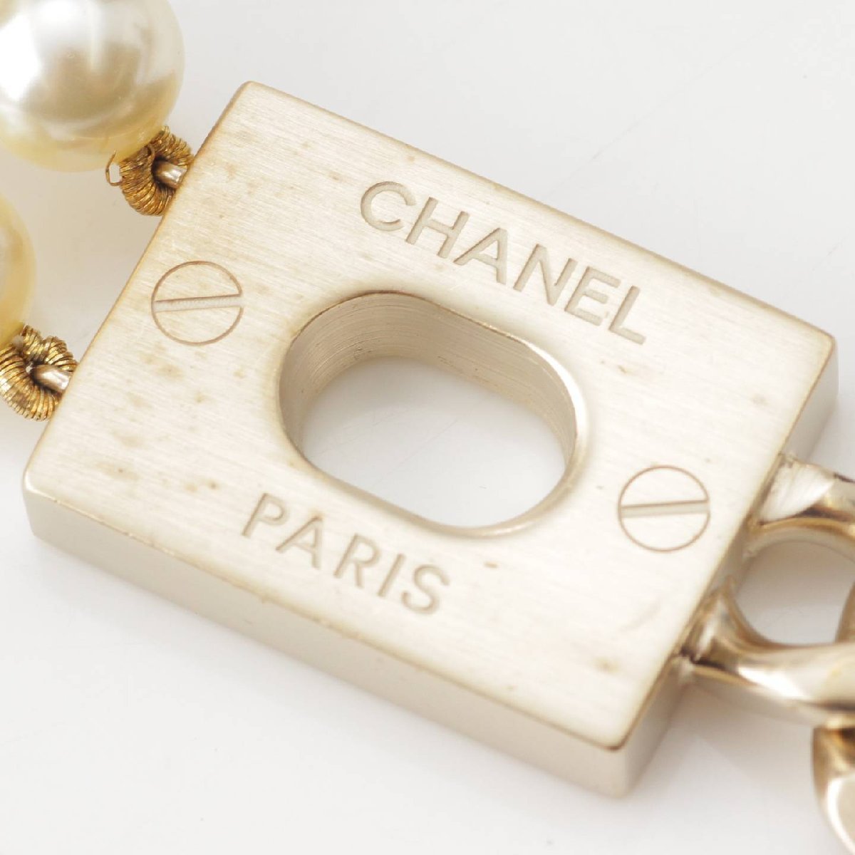 [ Chanel ]Chanel B17B здесь Mark Turn блокировка жемчуг цепь длинный колье Gold [ б/у ][ стандартный товар гарантия ]199080