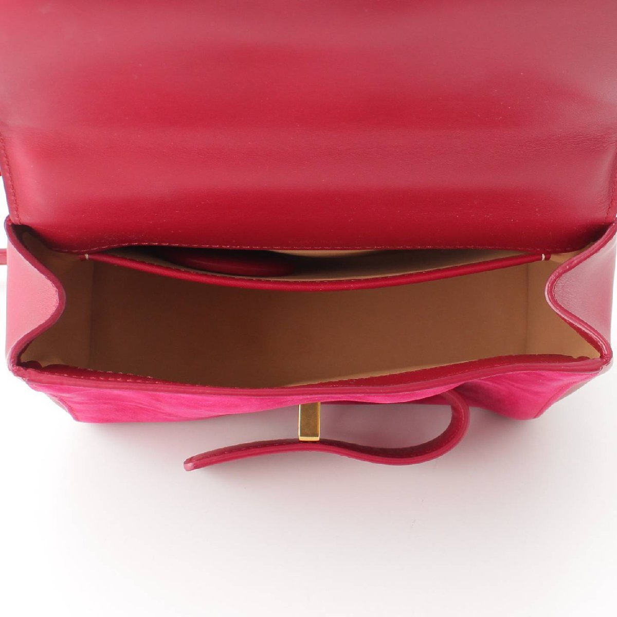 [ Dell vo-]Delvaux солнечный plisi-m замша × кожа сумка на плечо красный [ б/у ][ стандартный товар гарантия ]195030