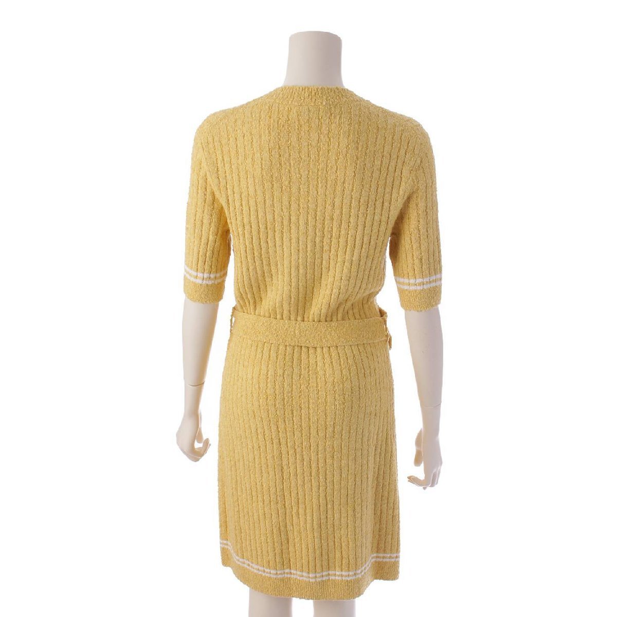 [ Chanel ]Chanel 22SS lion button bell tedo rib knitted One-piece P72176 yellow 38 [ used ][ regular goods guarantee ]197304