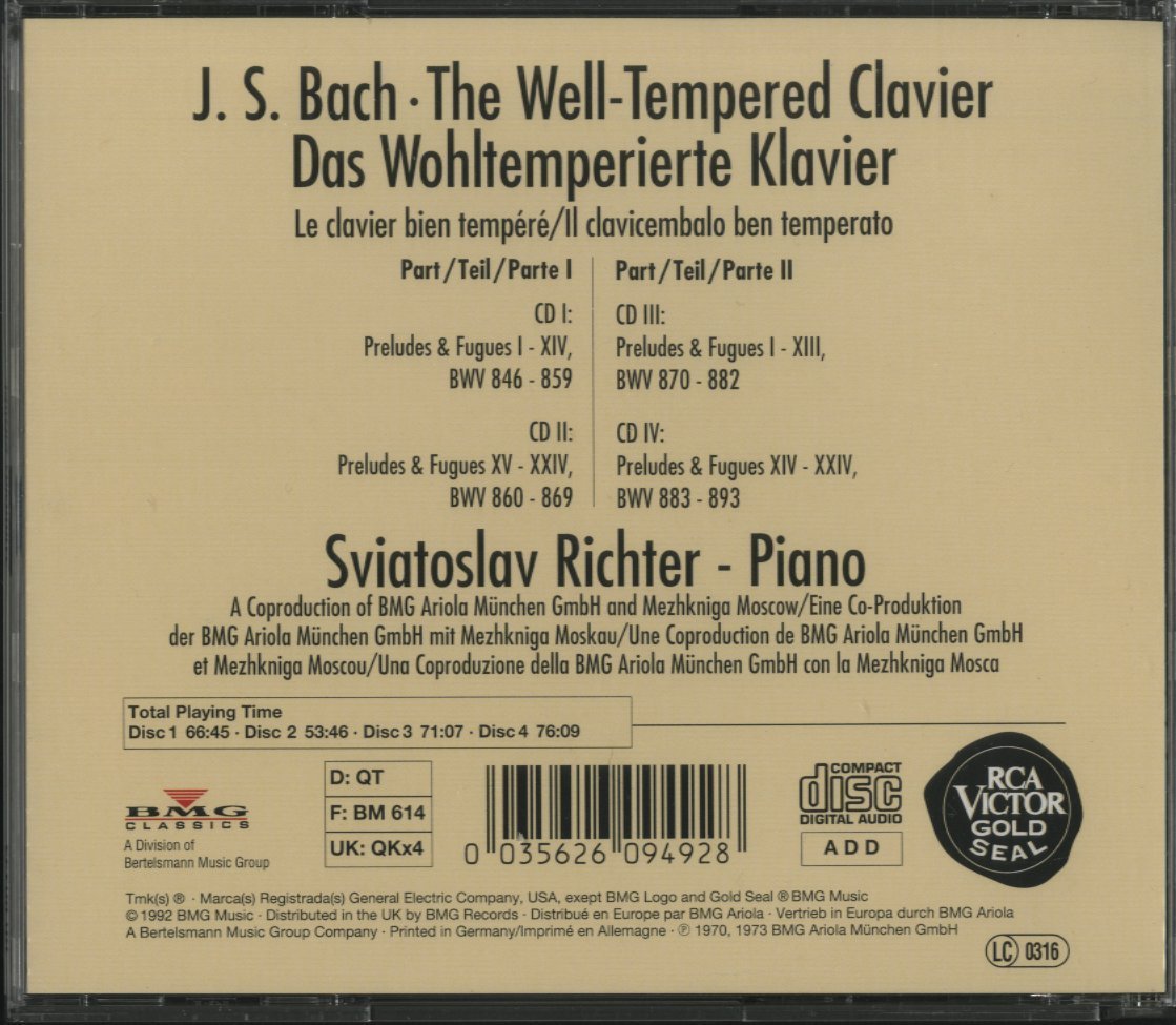 CD/3CD/ リヒテル / J.S.バッハ：平均律クラヴィーア曲集 / 輸入盤 GD60949 31227_画像2