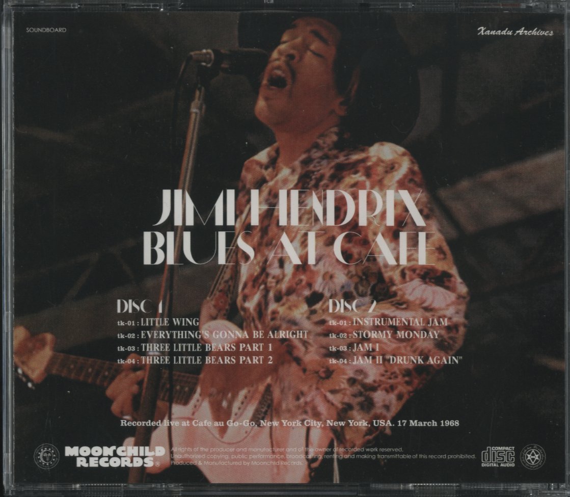 CD/ 2CD / JIMI HENDRIX / BLUES AT CAFE / ジミ・ヘンドリックス / 輸入盤 MC-030 MOON CHILD RECORDS 40119M_画像2