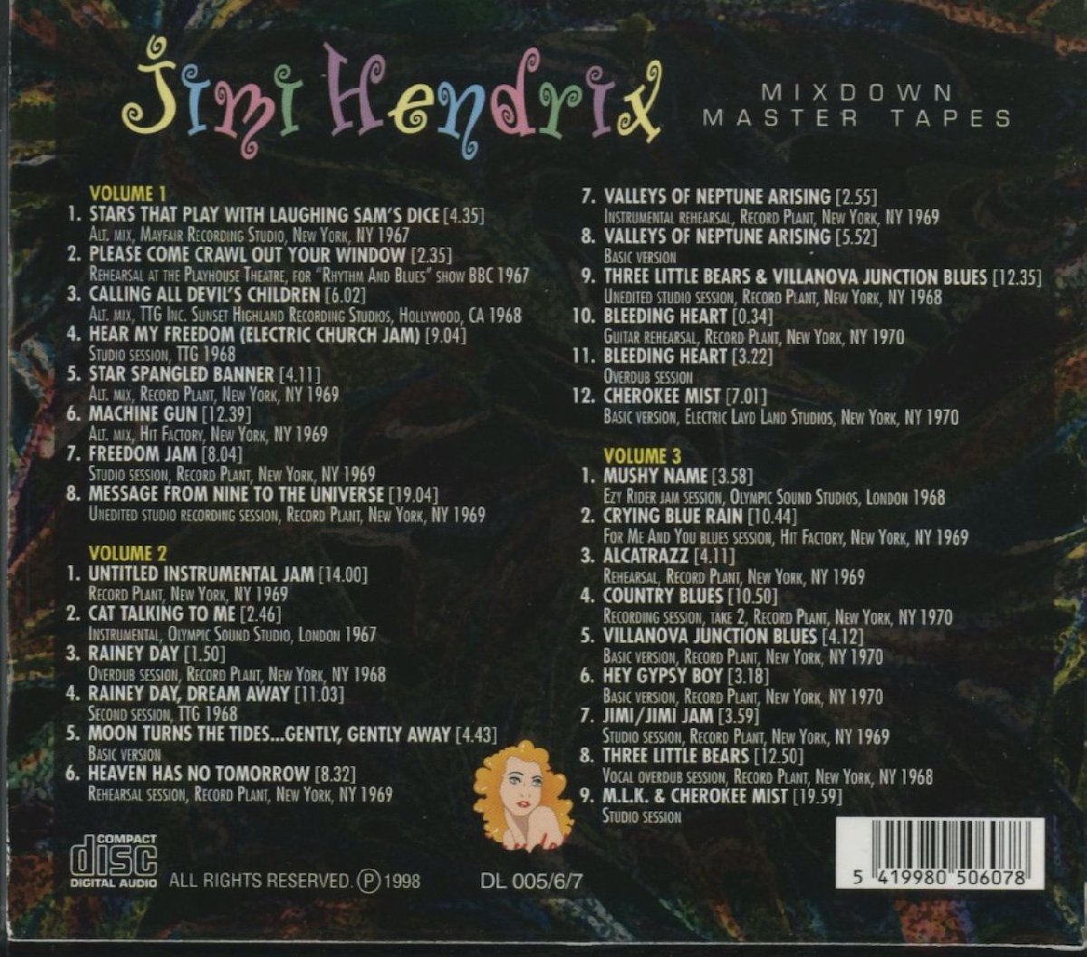 CD/ 3CD / JIMI HENDRIX / MIXDOWN MASTER TAPES / ジミ・ヘンドリックス / 輸入盤 BOX 3枚組 DL005/6/7 40119M_画像2