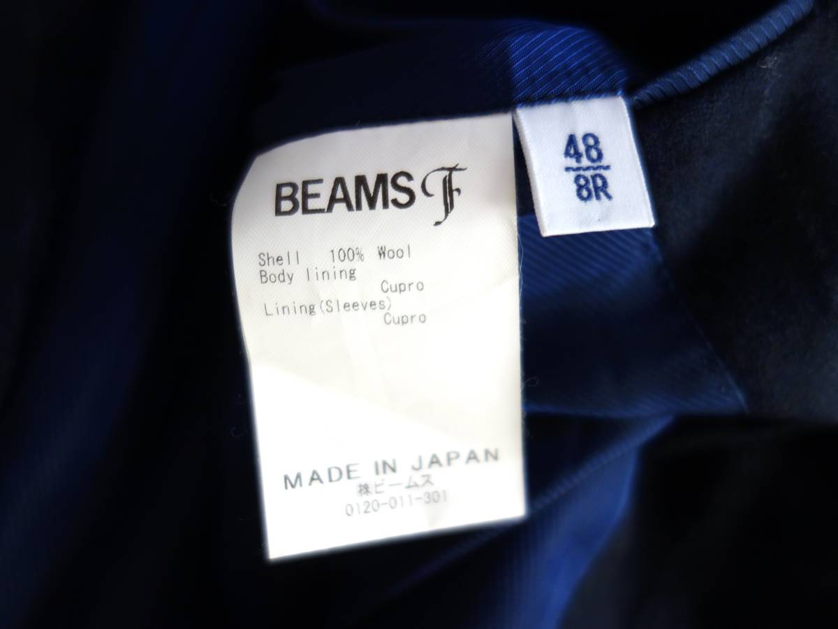 ◆BEAMS f / ビームスｆ 高品質 ジャケット セットアップ スーツ 上着 ライトフランネル 段返り３B 紺スト 48◆_画像5
