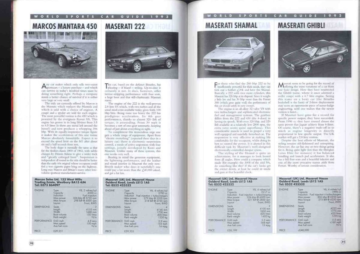 【d1157】WORLD SPORTS CARS VOLUME 5／GUIDE 1993_画像9