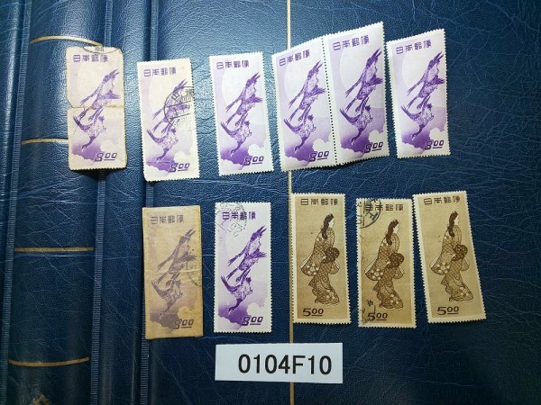 0104F10 日本切手　切手趣味の週間記念　見返り美人×3　月に雁×8　バラまとめ　＊使用済み、傷あり含む_画像1