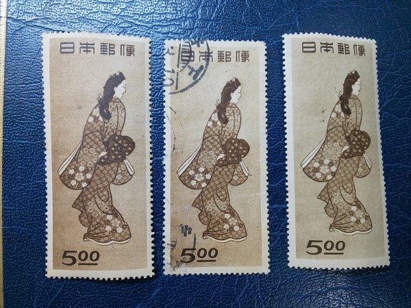 0104F10 日本切手　切手趣味の週間記念　見返り美人×3　月に雁×8　バラまとめ　＊使用済み、傷あり含む_画像2