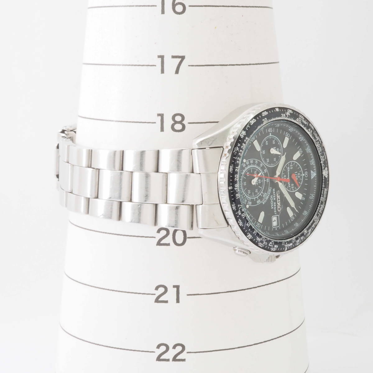 セイコー SEIKO V657-8120 A0 クォーツ デイト クロノグラフ SS 黒文字盤 メンズ 腕時計[170086-BD2_画像4