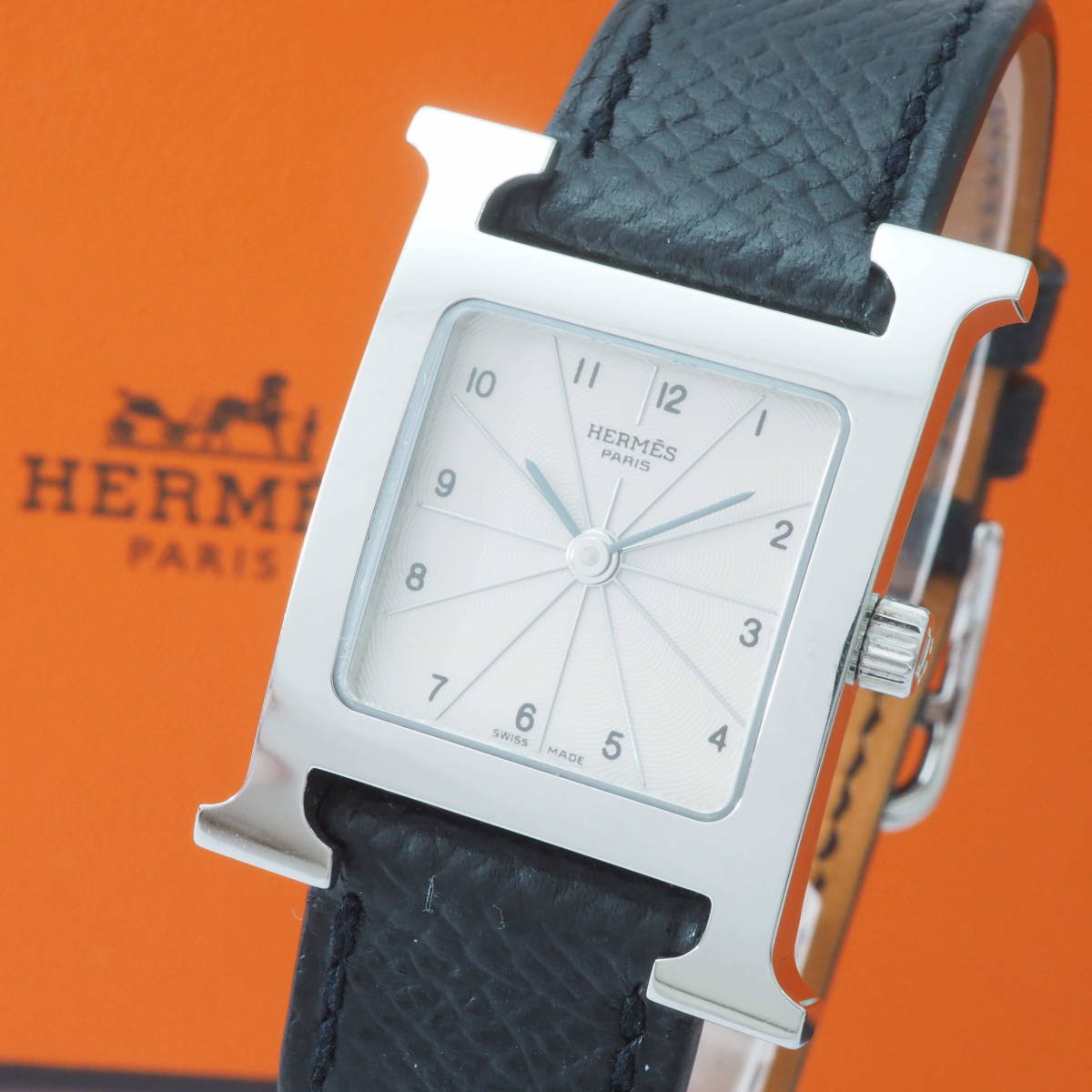 エルメス Hウォッチ HH1.210 HERMES SS クォーツ シルバー ホワイト 白