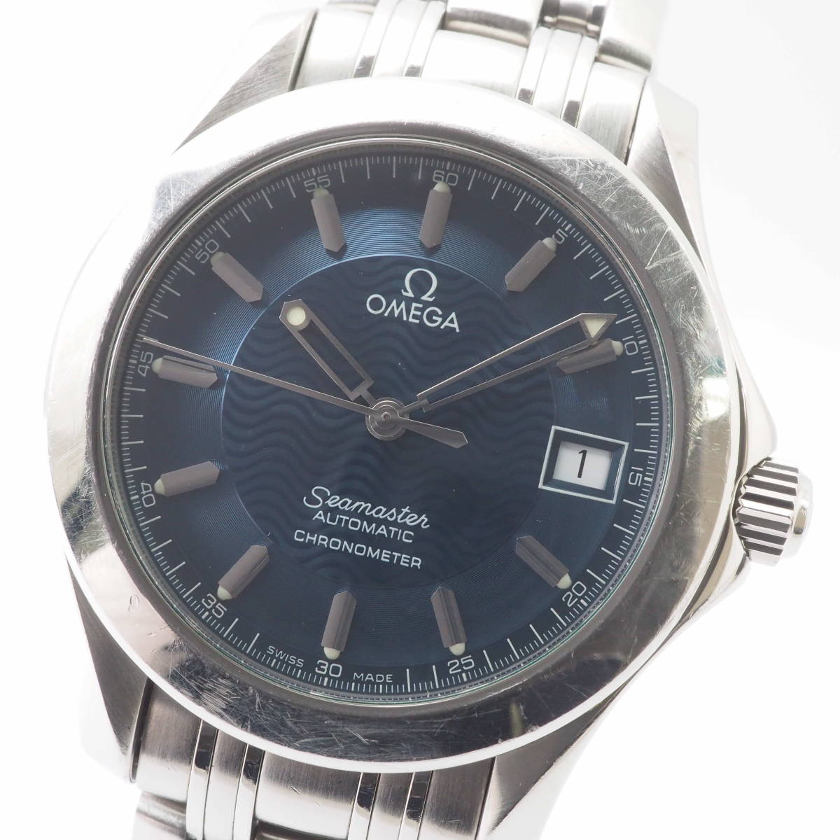 オメガ シーマスター クロノメーター Ref,168.1601 Cal,1120 OMEGA Seamaster デイト 自動巻 紺文字盤 メンズ 男性 腕時計[80708842-BJ1_画像1