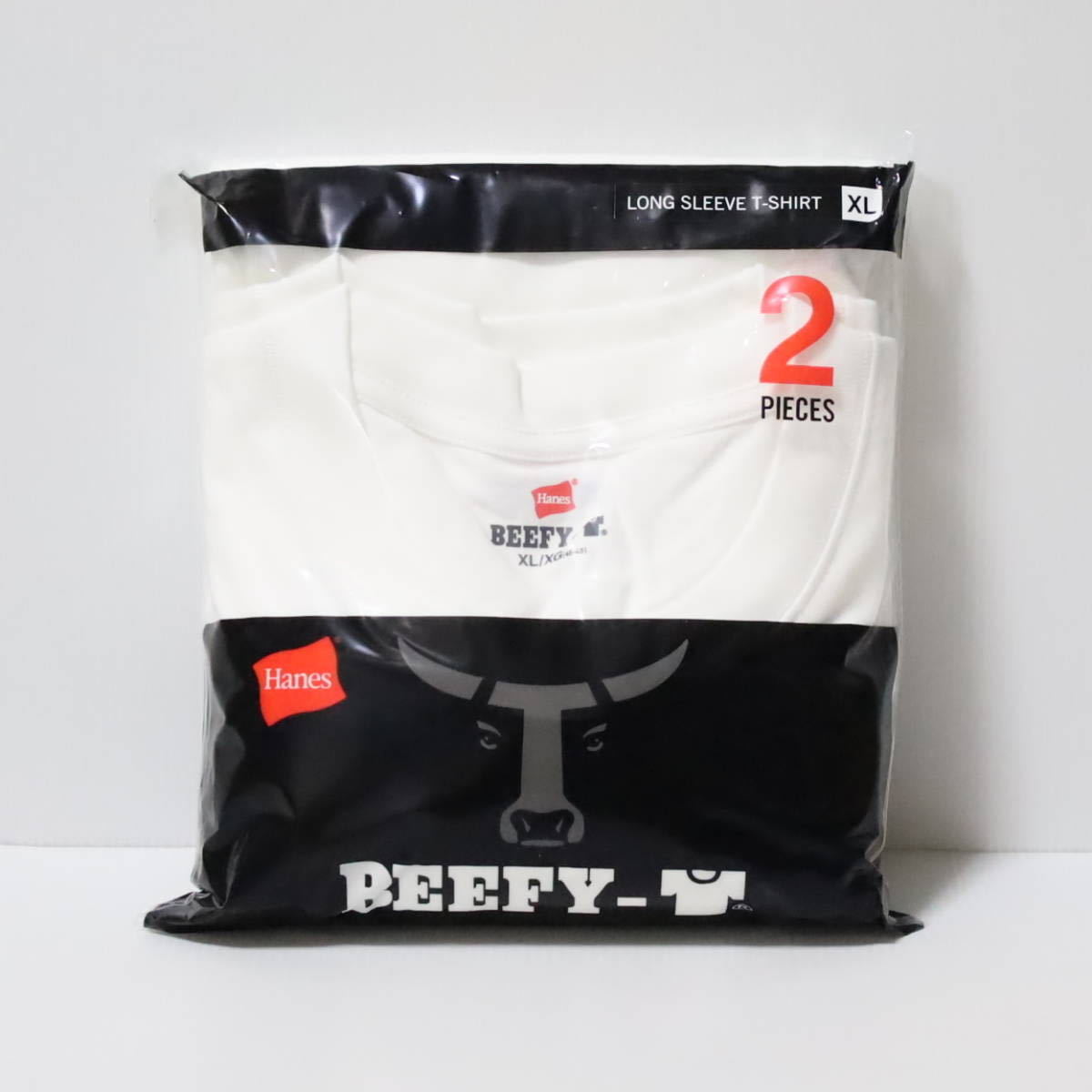 [ヘインズ] ビーフィー ロングスリーブTシャツ BEEFY-T 綿100% 肉厚生地 H5186 メンズ ホワイト XL 2枚組_画像3