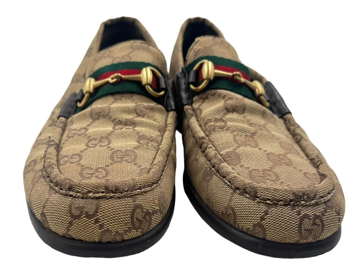 GUCCI グッチ ホースビット ローファー 110 0249/ 靴 ベージュ Uチップ ブランドローファー シェリーライン ホースビット GGキャンバス_画像5