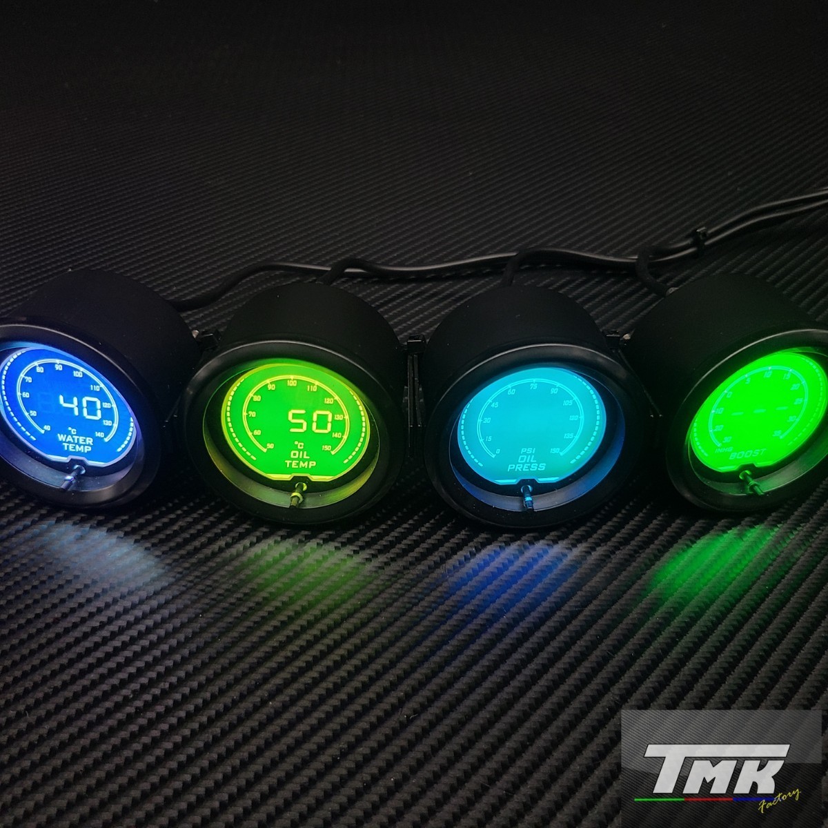 新品 52mm 7色LED 3連メーターセット ブースト計 水温計 油温計 油圧計 追加メーター 86 ZN6 Z33 Z34 AP EK ZZT DC5 S14 ZC32S_画像5