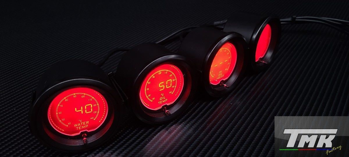 新品 52mm 7色LED 4連メーターセット ブースト計 水温計 油温計 油圧計 追加メーター ランエボ FD3S インプレッサ シルビア ジムニー ZC33Sの画像8