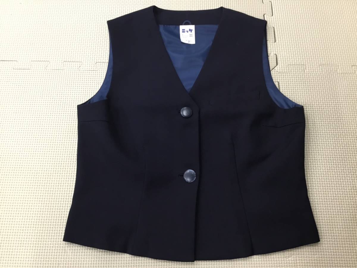 (K)V2-118C 新品【NIKKE】女子制服 ベスト サイズ 2/ニッケ/前ボタン/紺/冬用/女子中学生/女子高校生/女子学生/通学/コスプレ/小さめ_画像1