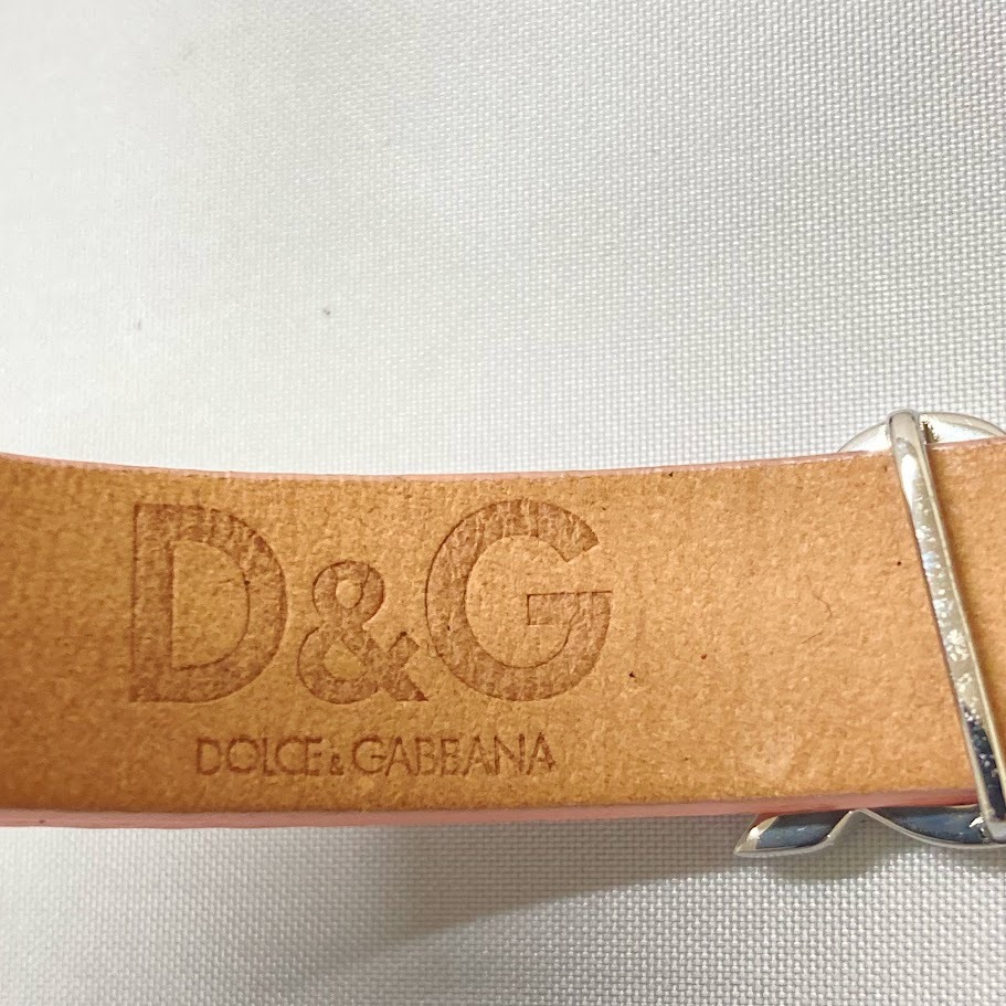  D&G ドルチェアンドガッバーナ ハートラインストーン シルバー純正革ベルト クォーツ レディース腕時計_画像9