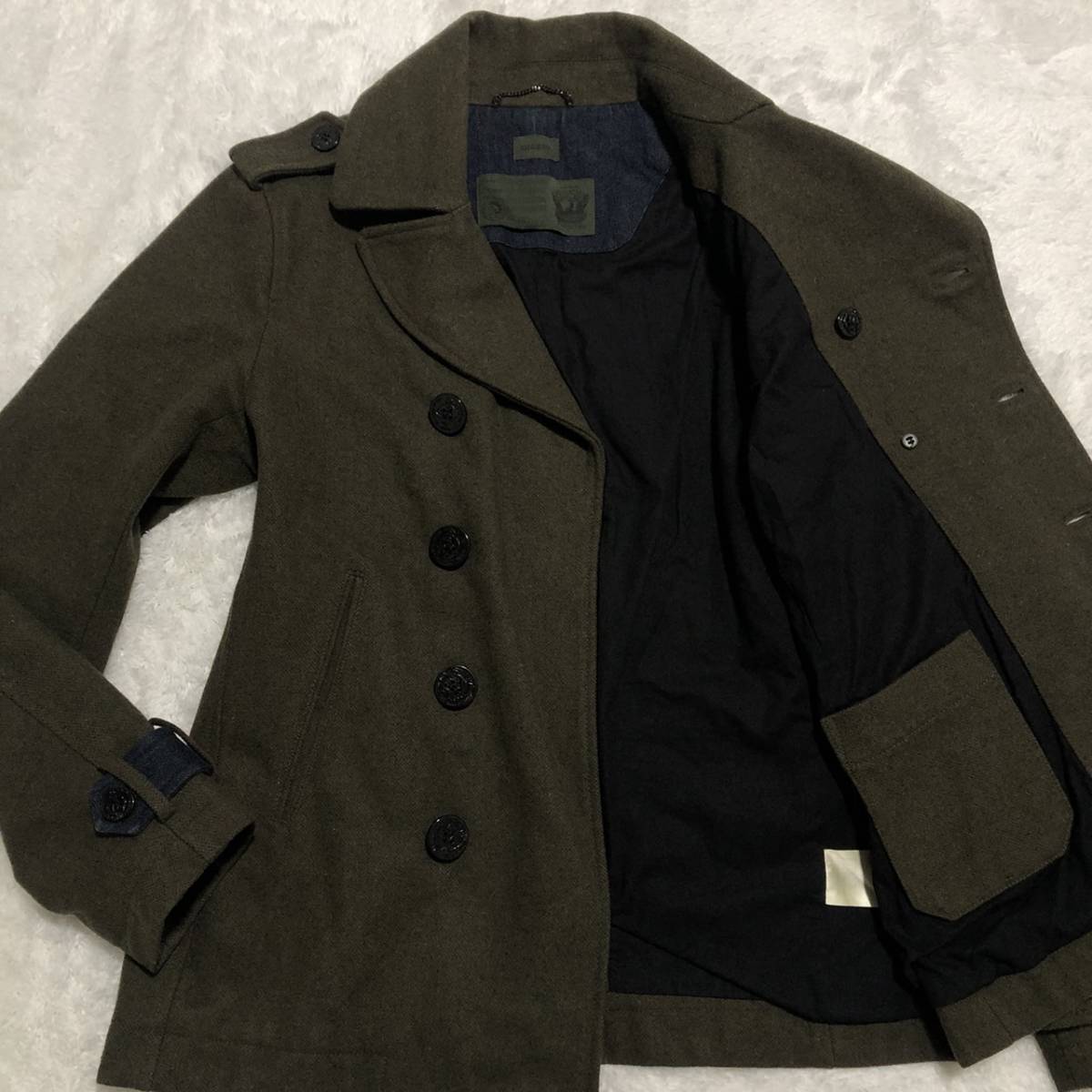 DIESEL ディーゼル ピーコート メルトンウール カーキ XL DIESEL ディーゼル ピーコート メルトンウール カーキ XL