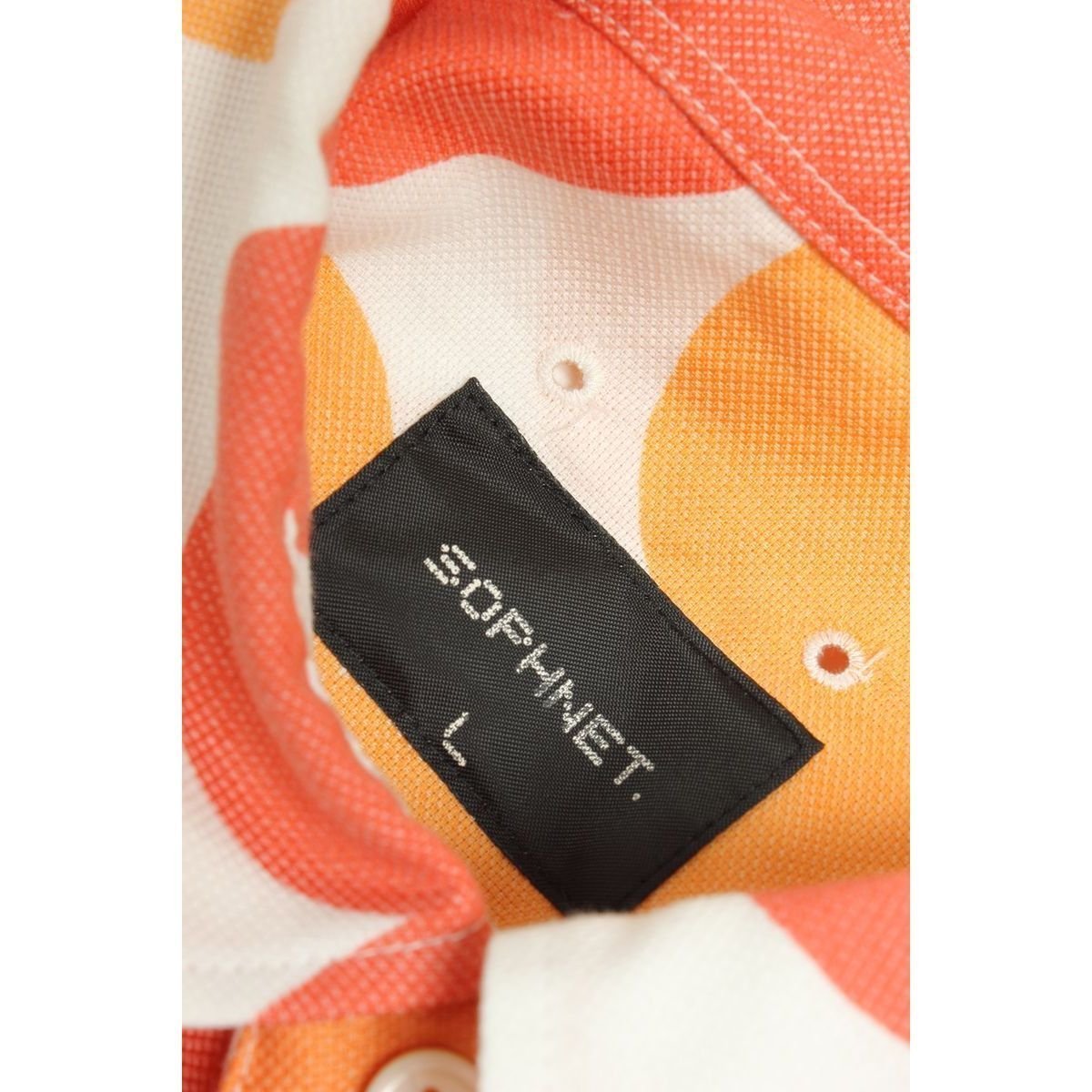 SOPHET ソフネット 半袖　シャツ　水玉　柄　貝ボタン 日本製 白　オレンジ　赤 L 910158_画像6