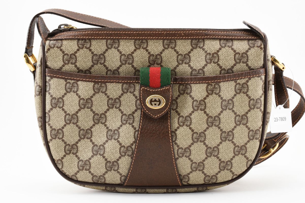 1円 GUCCI　ヴィンテージ　グッチ　オールドグッチ　GGプラス　シェリー　ショルダーバッグ　斜めかけ　ポシェット　23-7809_画像2