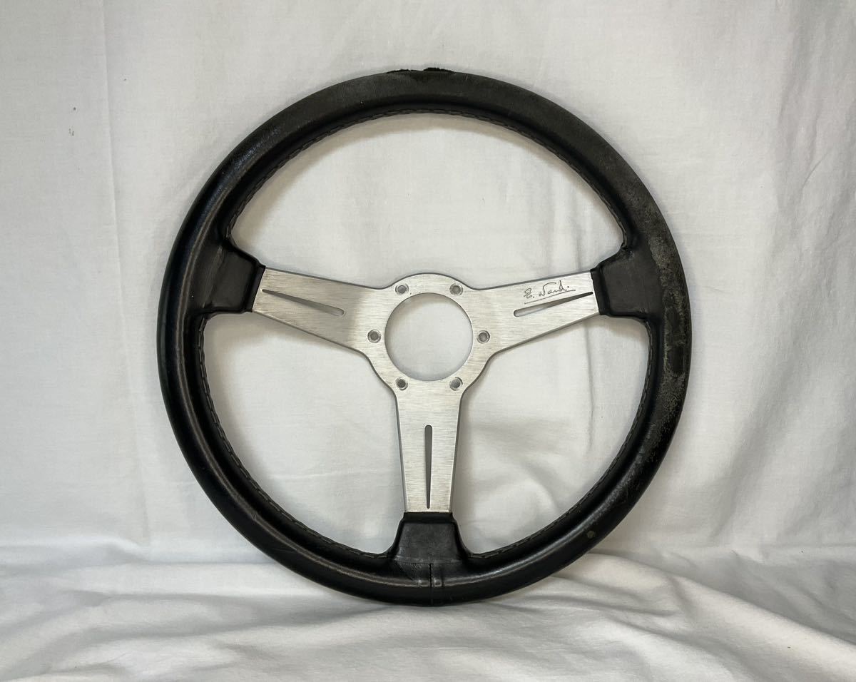 NARDI TORINO BC227 FFT ステアリング ブラックレザー シルバースポーク φ33 クラシック ナルディ 中古 ハンドル_画像1