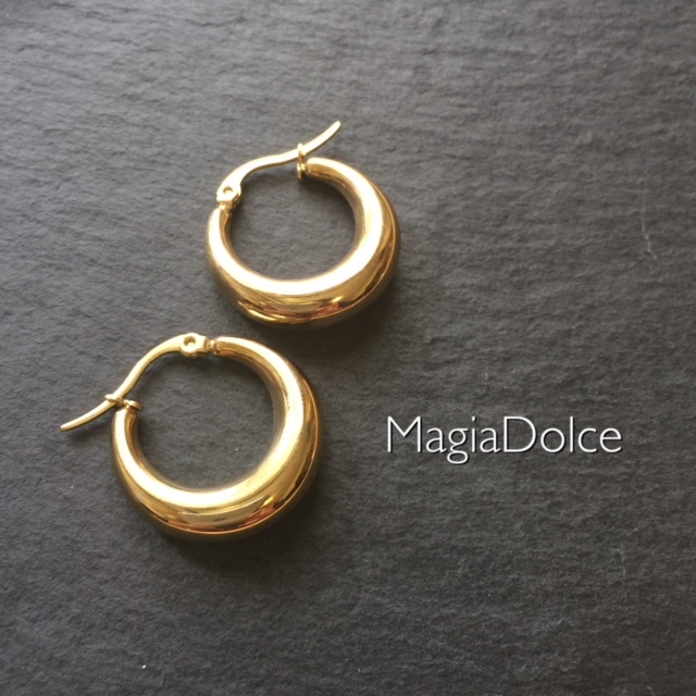  free shipping *MagiaDolce 5206* stainless steel earrings Gold hoop earrings 23. Gold earrings allergy correspondence earrings stainless steel earrings standard 