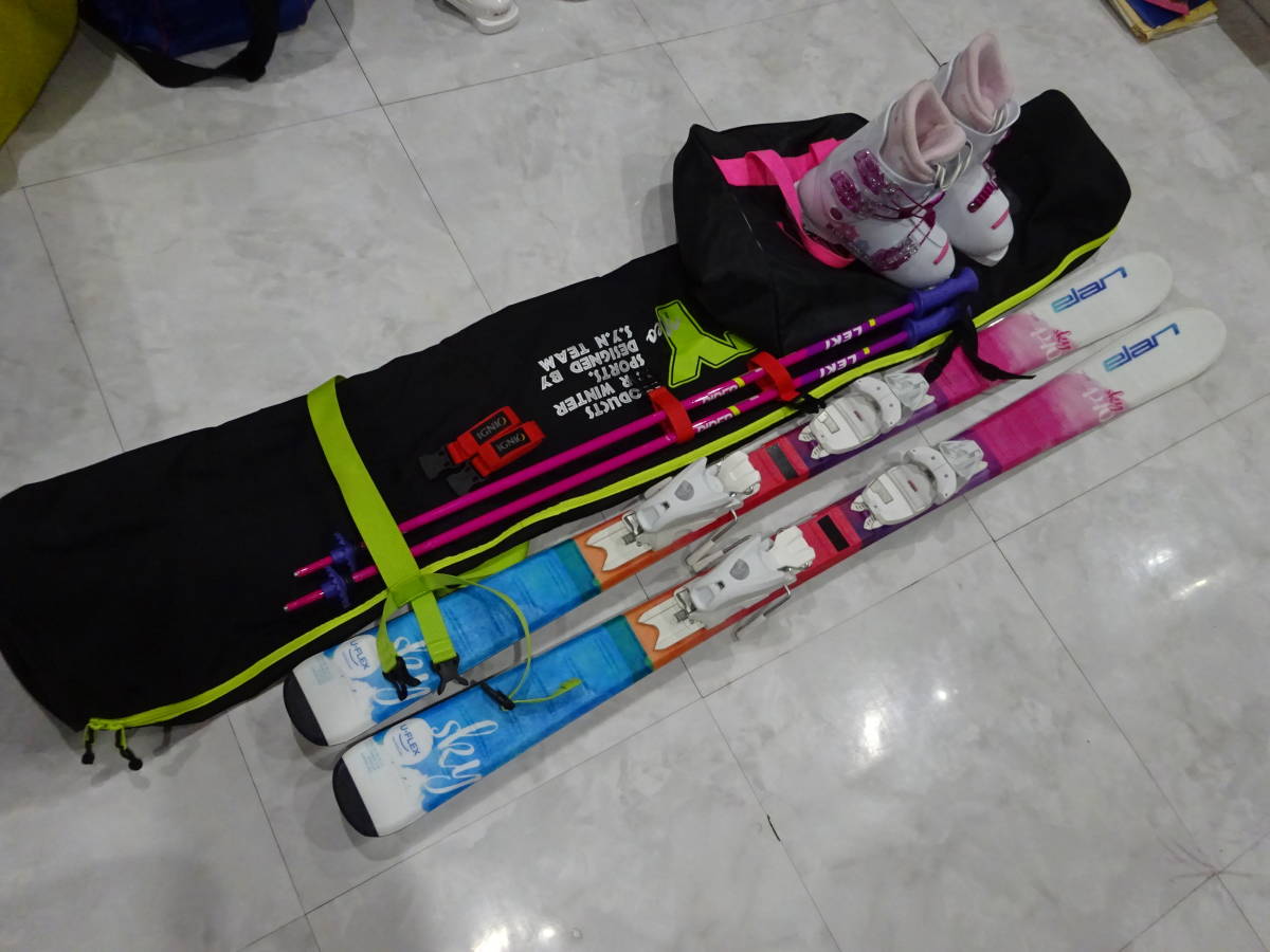 elan スキーセット スキー板140㎝　スキー靴 22.5cm ストック100㎝ 袋 スキー留 ストック留 即スキー スキー袋