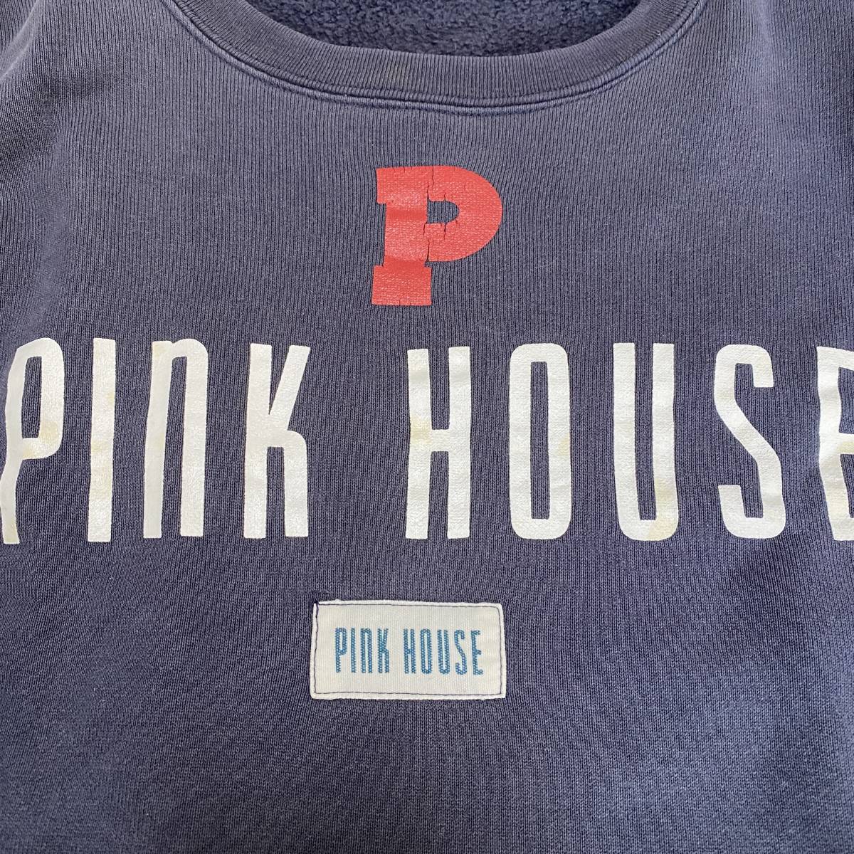 ピンクハウス スルーネック スウェット トレーナー 両面プリント 裏起毛　　PINK HOUSE ネイビー デカロゴ ビッグロゴ 雅瀬239_画像3