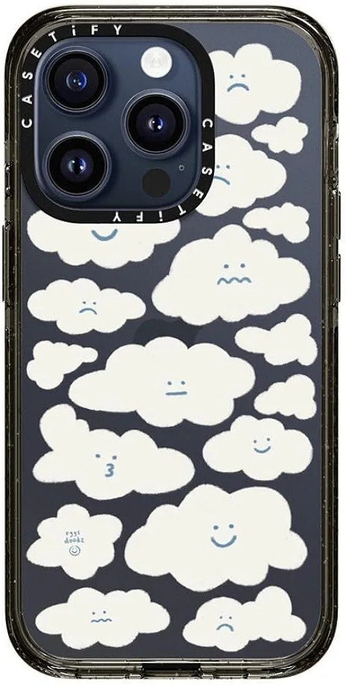 新品未使用☆定価8,100円 CASETiFY インパクト iPhone 15 Pro ケース MIL規格(4x MIL-STD-810G) 雲柄 Cute Clouds クリア ブラック Impact_画像3