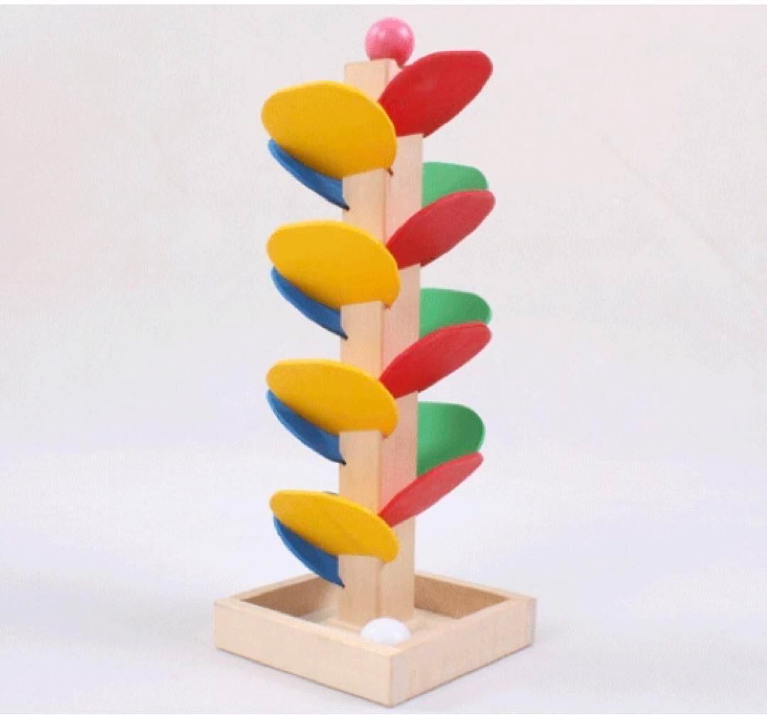 [最安値]木製　ビー玉落とし 玉転がし 知育玩具 モンテッソーリ カラコロツリー木のおもちゃ おもちゃ