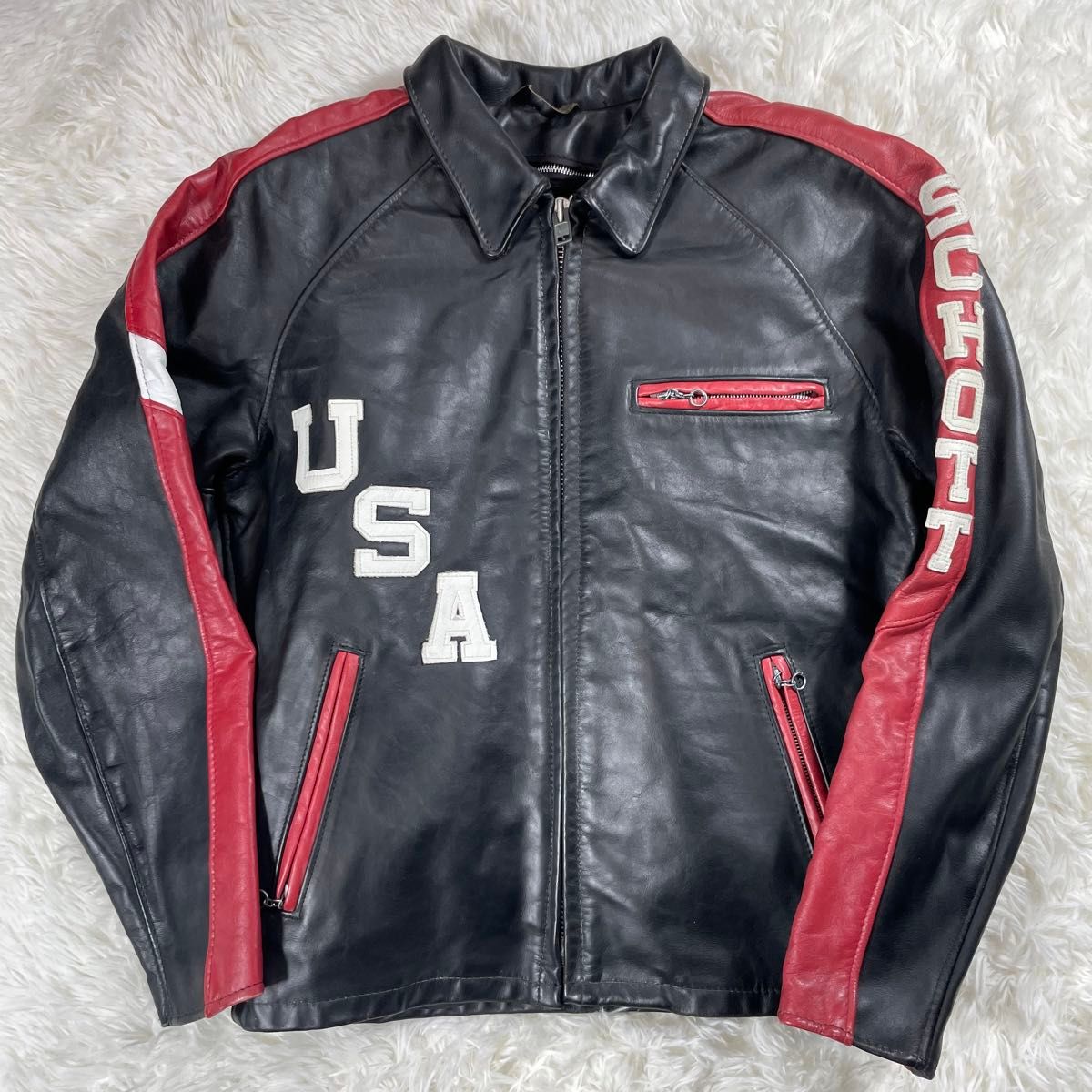 USA製】SCHOTT ボアライナー付 レザーライダース 38 型番441 USA製】SCHOTT ボアライナー付 レザーライダース 38 型番441