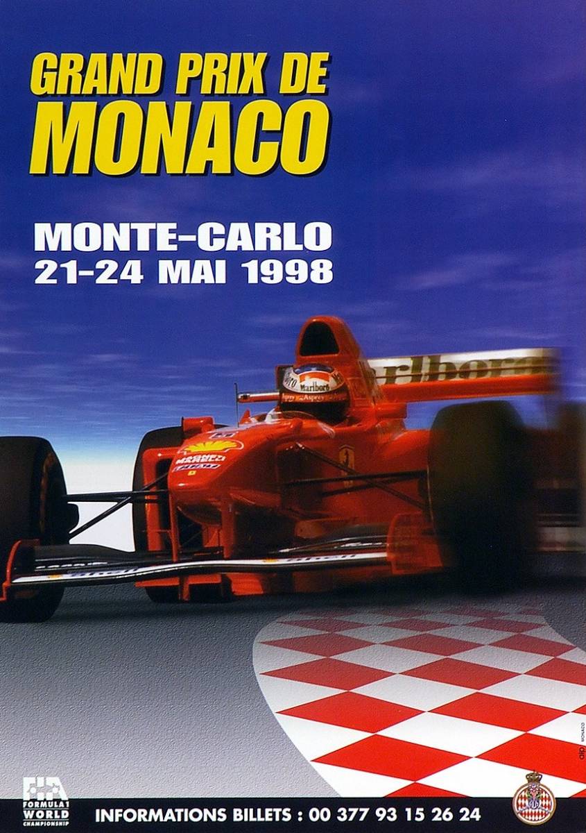 1998年 モナコGP額装ポスター シューマッハ フェラーリ　MONACO