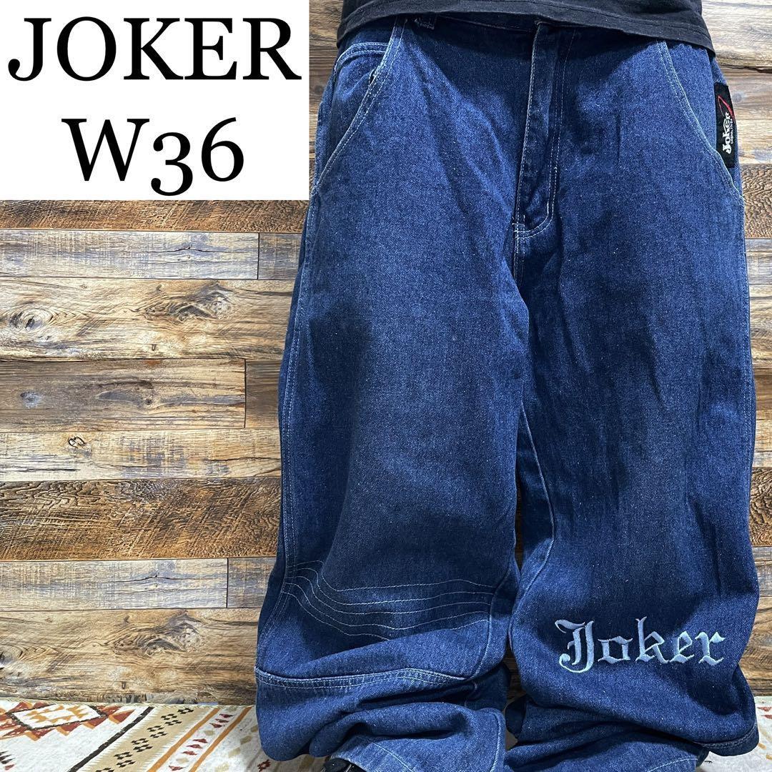 JOKER ジョーカー バギーデニム バギージーンズ ジーパン Gパン ストリート オーバーサイズ w36 b系 チカーノ 刺繍 y2k 古着 ワッペン 極太_画像1