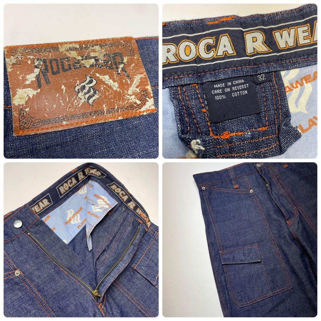 ROCAWEAR ロカウェア ジーパン バギーデニム ジーンズ ストリート 極太 刺繍 w32 b系 古着 y2k メンズ オーバーサイズ ロカウエア