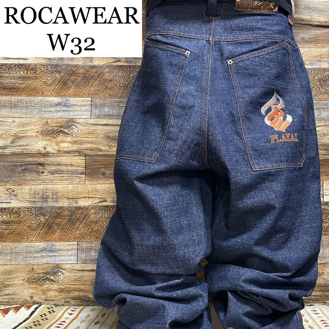 ROCAWEAR ロカウェア ジーパン バギーデニム ジーンズ ストリート 極太 刺繍 w32 b系 古着 y2k メンズ オーバーサイズ ロカウエア