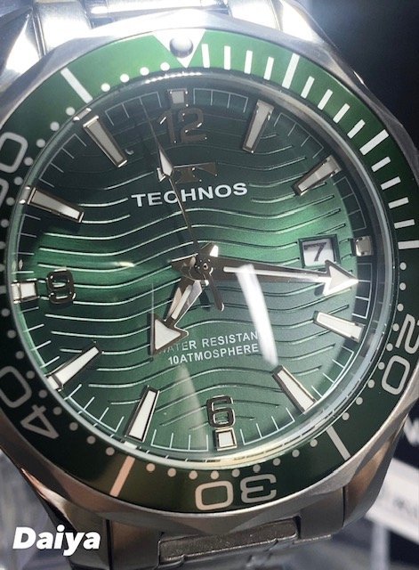 新品 TECHNOS テクノス 腕時計 正規品 アナログ腕時計 クオーツ カレンダー 10気圧防水 ステンレス ビジネス シンプル グリーン プレゼント_画像1
