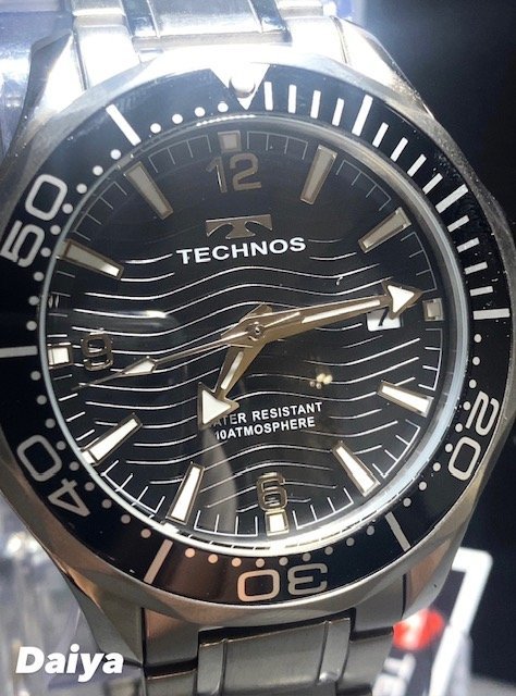 新品 TECHNOS テクノス 腕時計 正規品 アナログ腕時計 クオーツ カレンダー 10気圧防水 ステンレス シンプル ブラック シルバー メンズ_画像1