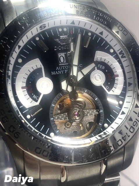 限定モデル 秘密のからくりギミック搭載 新品 DOMINIC ドミニク 正規品 手巻き腕時計 ステンレスベルト アンティーク腕時計 ブラック_画像1