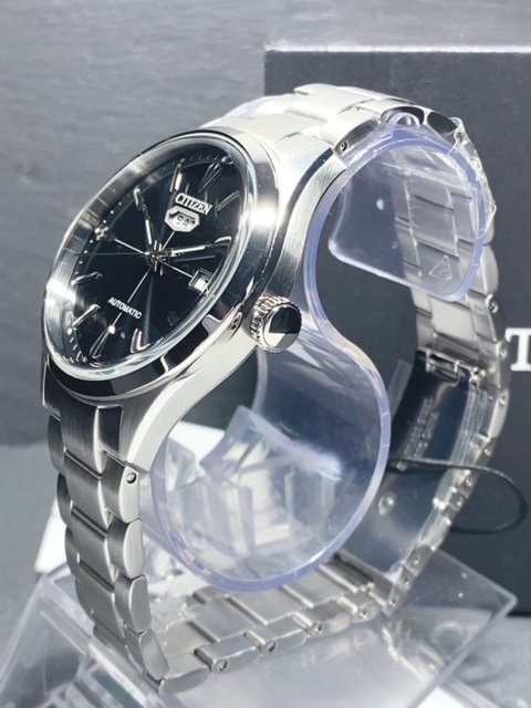 新品 腕時計 正規品 シチズン CITIZEN アナログ腕時計 Automatic 自動巻き ステンレス 5気圧防水 カレンダー ブラック シンプル プレゼント_画像4