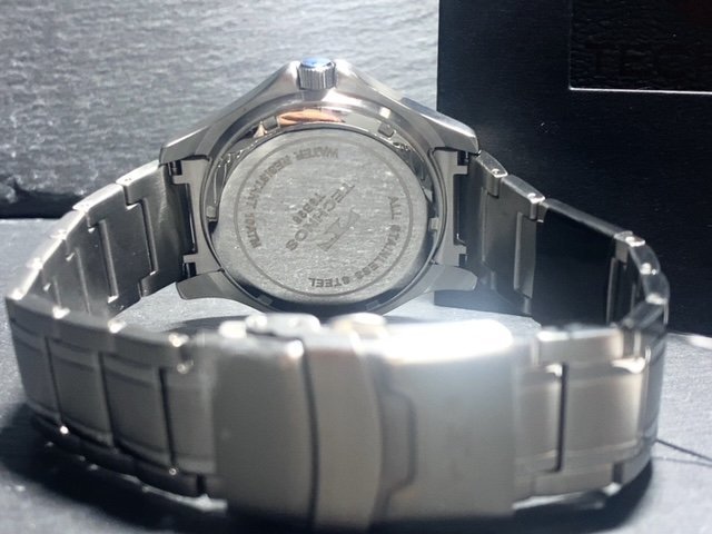 新品 TECHNOS テクノス 腕時計 正規品 アナログ腕時計 クオーツ カレンダー 10気圧防水 ステンレス シンプル ブラック シルバー メンズ_画像7