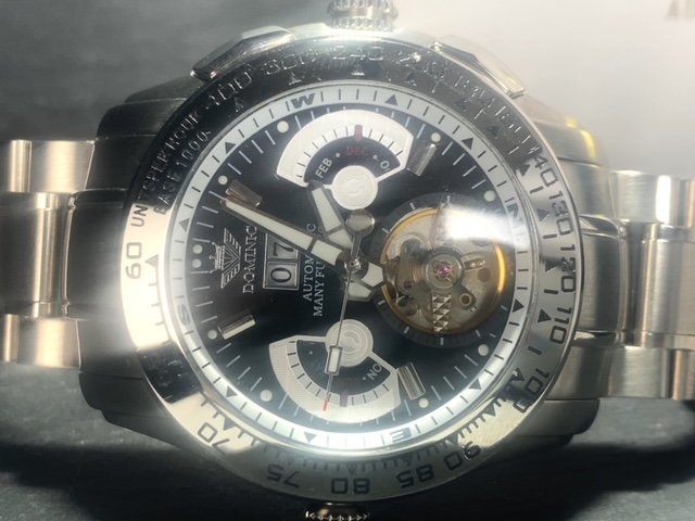 限定モデル 秘密のからくりギミック搭載 新品 DOMINIC ドミニク 正規品 手巻き腕時計 ステンレスベルト アンティーク腕時計 ブラック_画像6