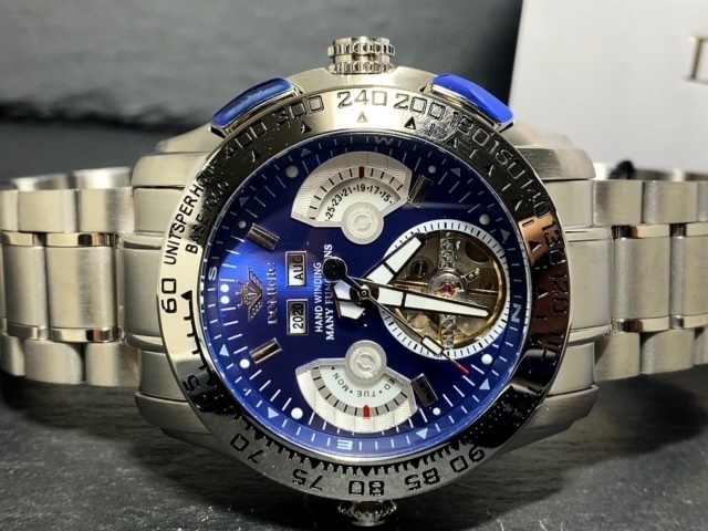 限定モデル 秘密のからくりギミック搭載 新品 DOMINIC ドミニク 正規品 腕時計 手巻き腕時計 ステンレスベルト アンティーク腕時計 ブルー_画像5