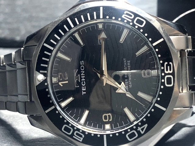 新品 TECHNOS テクノス 腕時計 正規品 アナログ腕時計 クオーツ カレンダー 10気圧防水 ステンレス シンプル ブラック シルバー メンズ_画像6