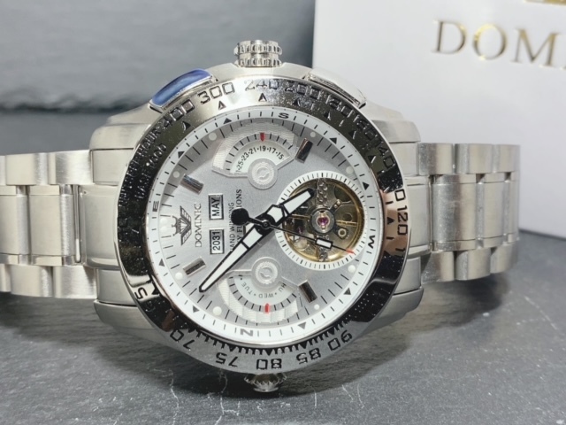 限定モデル 秘密のからくりギミック搭載 新品 DOMINIC ドミニク 正規品 腕時計 手巻き腕時計 ステンレスベルト アンティーク腕時計シルバー_画像5