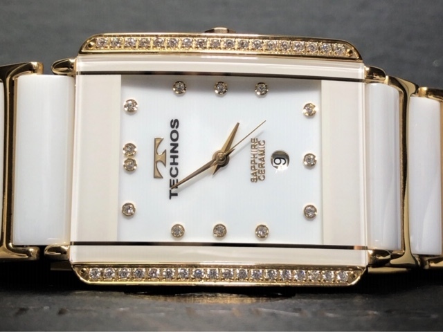 新品 TECHNOS テクノス 正規品 ゴールド ホワイト カレンダー クォーツ アナログ腕時計 多機能腕時計 3気圧防水 サファイアクリスタル_画像7