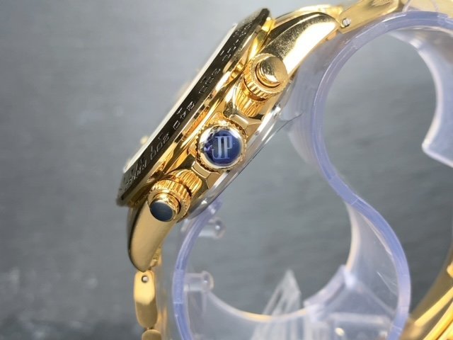 8石天然ダイヤモンド付き 新品 JAPAN KRAFT ジャパンクラフト 腕時計 正規品 クロノグラフ 自動巻き オートマティック ゴールド グリーン_画像5