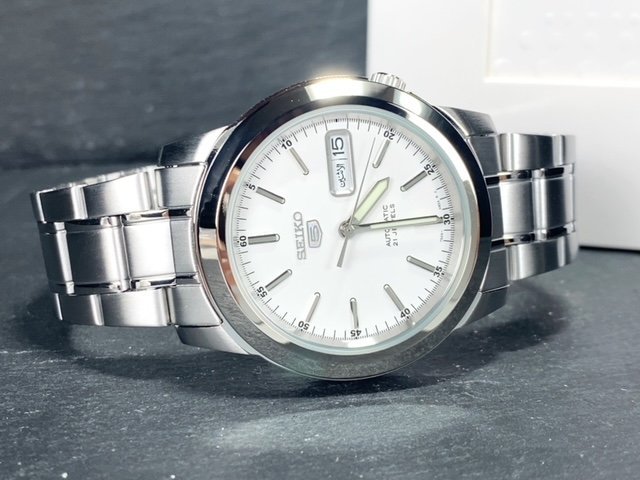 新品 SEIKO セイコー 正規品 腕時計 SEIKO5 セイコー5 オートマチック 自動巻き 防水 アナログ カレンダー ステンレス ホワイト プレゼント_画像7