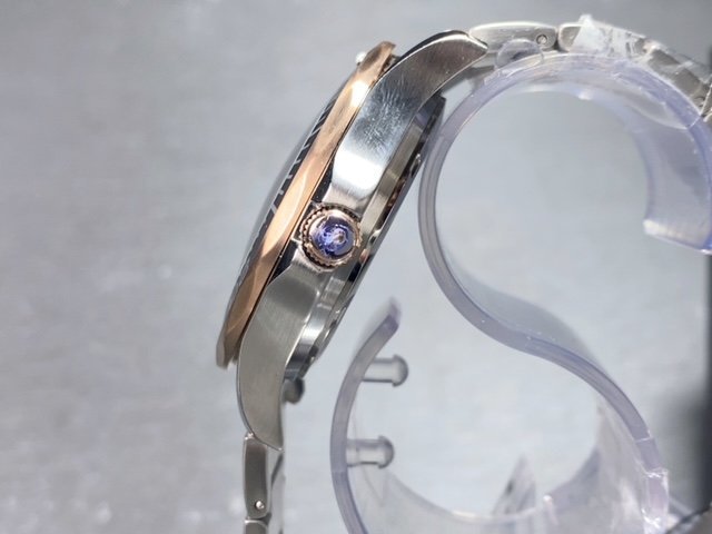 新品 TECHNOS テクノス 腕時計 正規品 アナログ腕時計 クオーツ カレンダー 10気圧防水 ステンレス シンプル ブルー ピンクゴールド メンズ_画像5