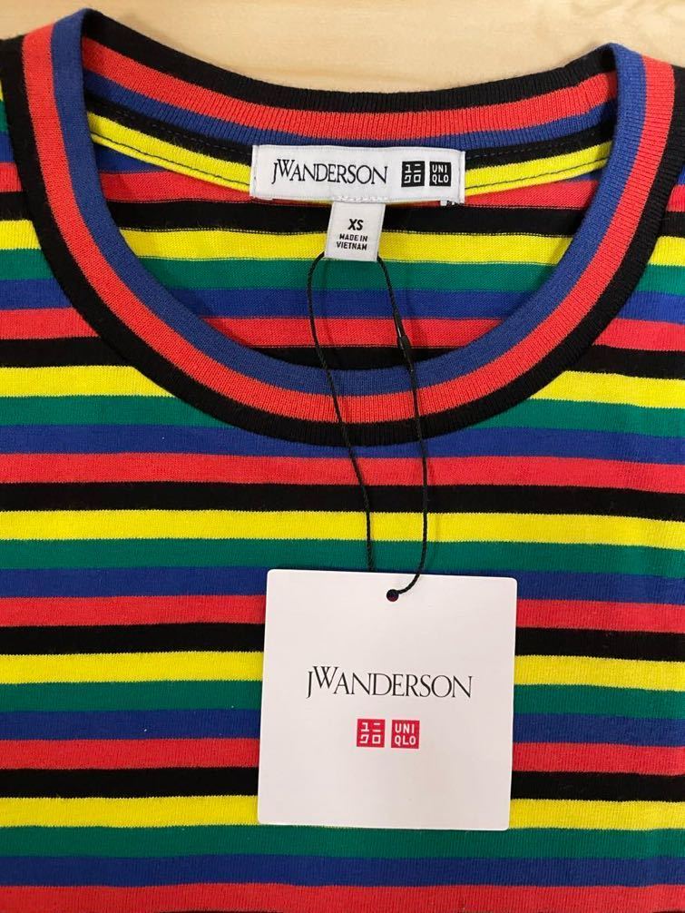 (18) ユニクロ　UNIQLO J.W Anderson コラボ　半袖　Tシャツ　カットソー　カラフル　ボーダー　XSサイズ