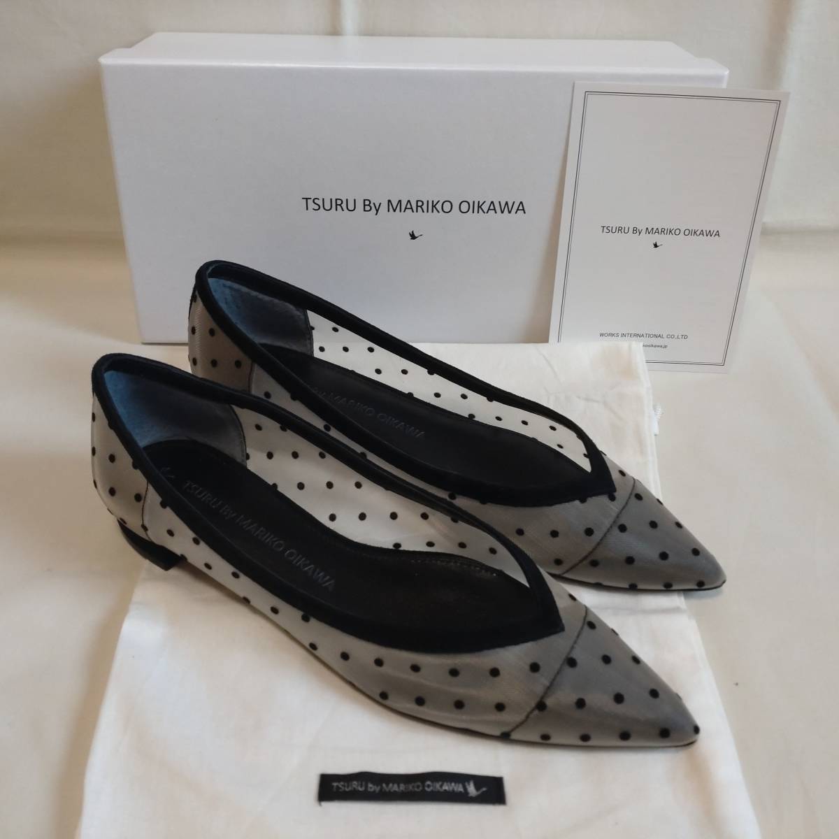  new goods TSURU by Mariko Oikawatsurubaima Rico o squid waRonds dot chu-ru Flat pumps 23cm regular price 24,200 jpy 