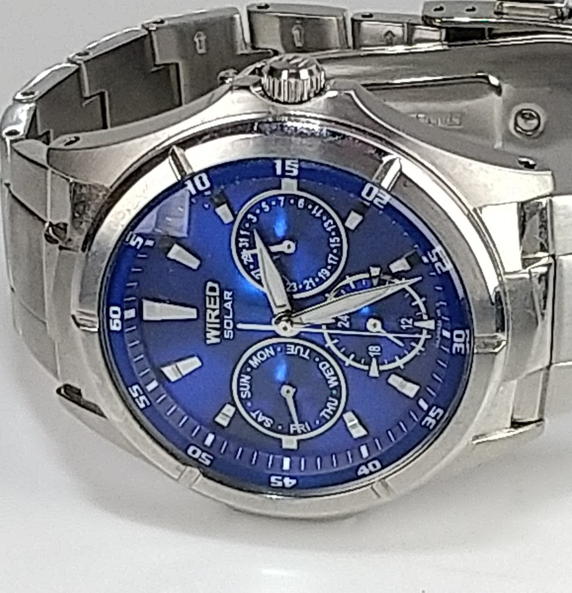 腕時計 SEIKO WIRED SOLAR 10BAR V14J-0AS0 ブルー盤 純正バンド_画像1